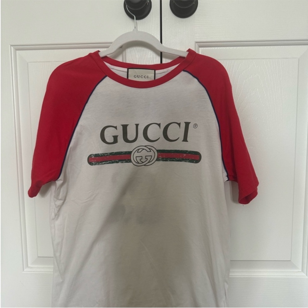 Gucci Red and White Long Sleeve Tee